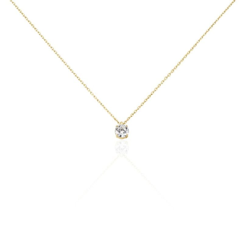 NADEJDA 3 Damen Collier Vergoldet Zirkonia Wei&szlig; 1,5 ct B 1,3 mm - Halsketten Damen | OROVIVO