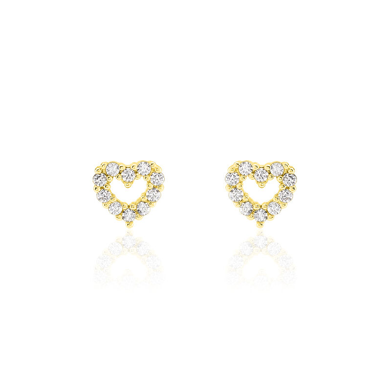 DARIA HERZ 16 Damen Ohrstecker Gold 375 (9 Karat) Zirkonia Wei&szlig; Herz - Ohrstecker Damen | OROVIVO