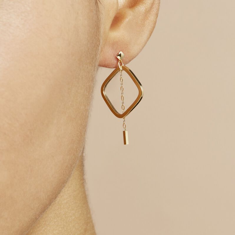 Creolen Gold Gelb Auria Viereckig - Spannringe Damen | OROVIVO