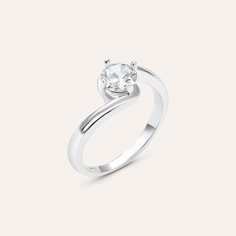 Anello Solitario Silver Elegance Argento Rodiato Cubic Zirconia - Spannringe Damen | OROVIVO