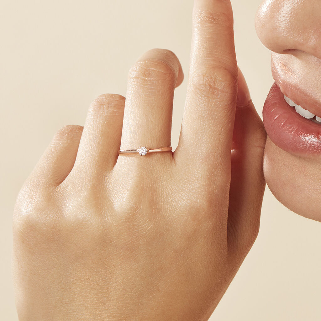 Damen Ring Rosegold 375 Diamant 0,07ct Merle  - Verlobungsringe Damen | OROVIVO