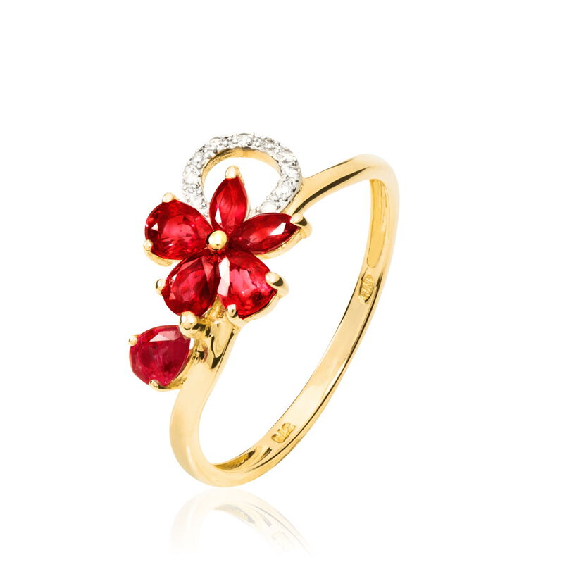 Bague Or Jaune Diamant Et Rubis - Spannringe Damen | OROVIVO