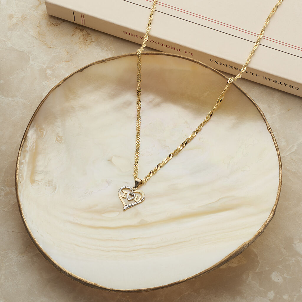 EUDOCIE HERZ 11 Damen Anh&auml;nger Gold Bicolor 375 (9 Karat) Zirkonia Wei&szlig; Herz