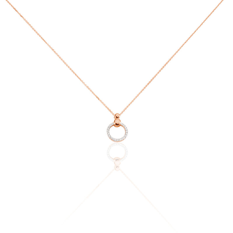 BIBI Damen Collier Rosegold 375 (9 Karat) Diamant Wei&szlig; 0,14 ct Kreis - Halsketten Damen | OROVIVO