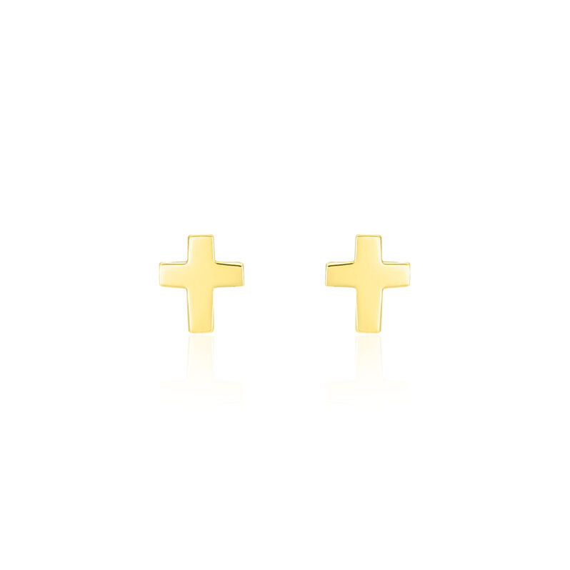 Boucles D'oreilles Or Jaune Puces Croix - Spannringe Damen | OROVIVO