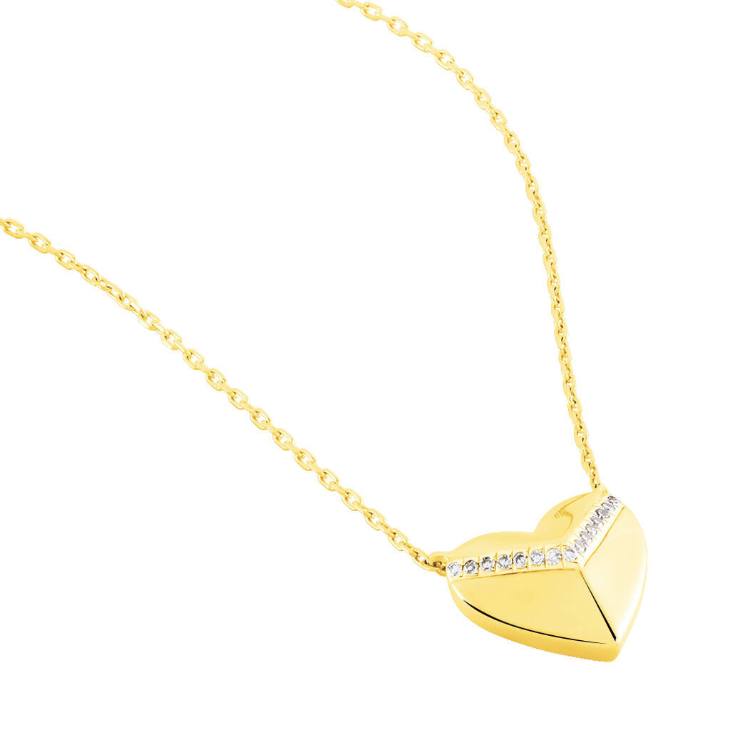 HERZ FULL Damen Collier Gold 375 (9 Karat) Diamant Wei&szlig; 0,03 ct Herz