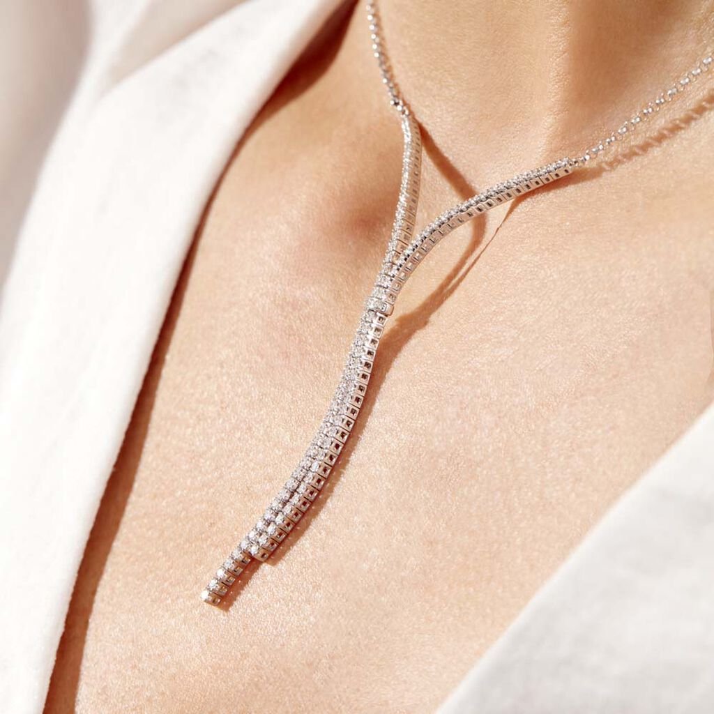 Collier Moscou Or Blanc Diamant - Spannringe Damen | OROVIVO