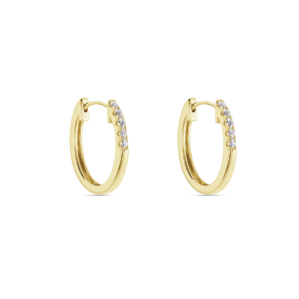 Damen Creolen Gold 750 Diamant 0,14ct Celin 15,50mm 15,50mm  - Creolen Damen | OROVIVO