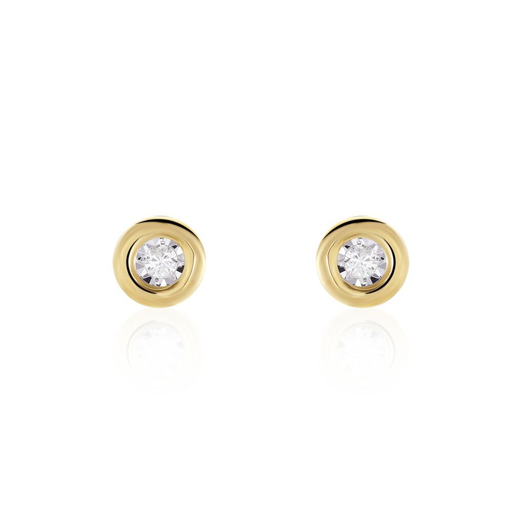 Strong Damen Ohrstecker Gold 375 (9 Karat) Diamant Weiß 0,05 ct, Ohrstecker mit Stein