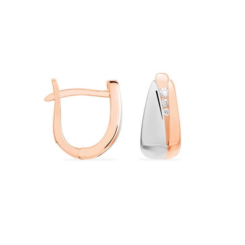 Damen Ohrstecker Gold 333 Bicolor Diamant 0,04ct - Creolen Damen | OROVIVO