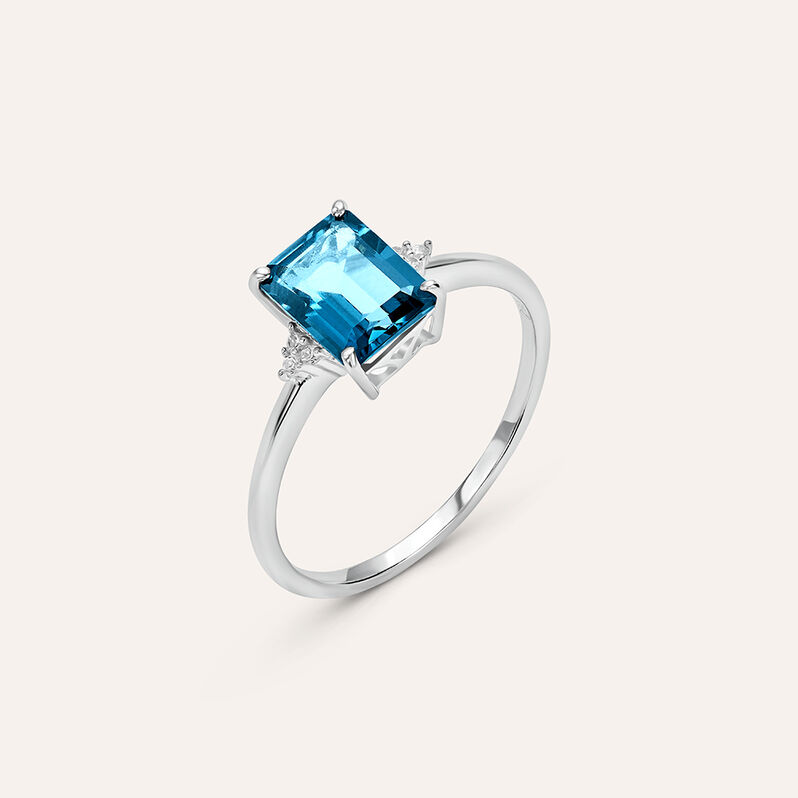 Anello Solitario Amélie Oro Bianco Topazio Cubic Zirconia - Spannringe Damen | OROVIVO