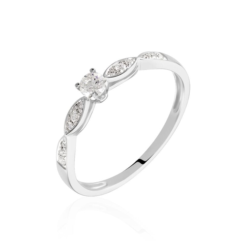 Bague Solitaire Etoile Or Blanc Diamant - Spannringe Damen | OROVIVO
