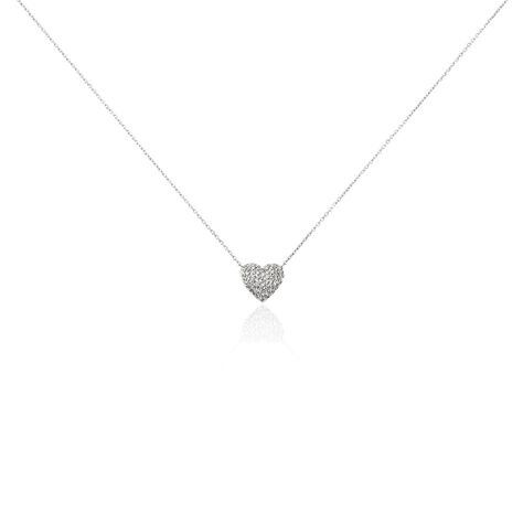 Damen Collier Weißgold 375 Diamant 0,12ct Herz Ti Amo 0,70mm - Halsketten Damen | OROVIVO