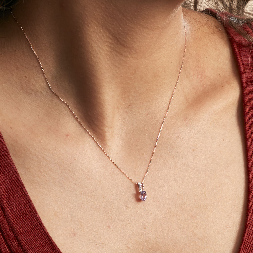 Collier Frannie Or Rose Amethyste Et Oxyde De Zirconium - Spannringe Damen | OROVIVO