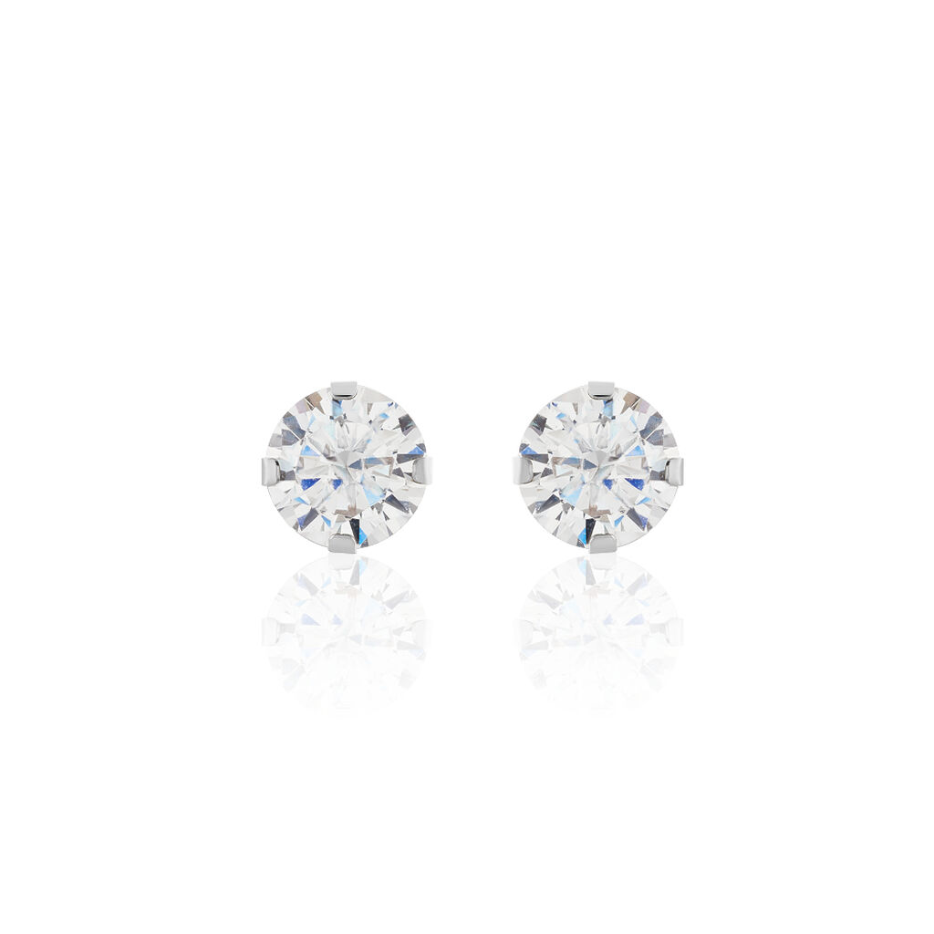 EDDIE KRAPPE Damen Ohrstecker Wei&szlig;gold 375 (9 Karat) Zirkonia Wei&szlig; B 6 mm