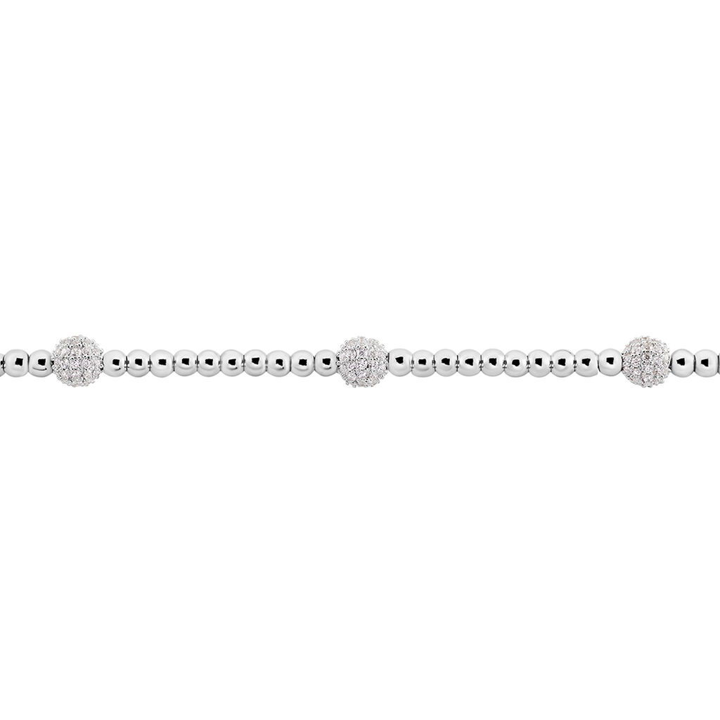 BRYLEE Damen Armband Silber 925 Zirkonia Wei&szlig; 1,76 ct Ball B 1 mm