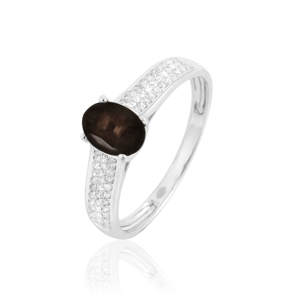 Bague Crista Or Blanc Quartz Et Diamant - Spannringe Damen | OROVIVO