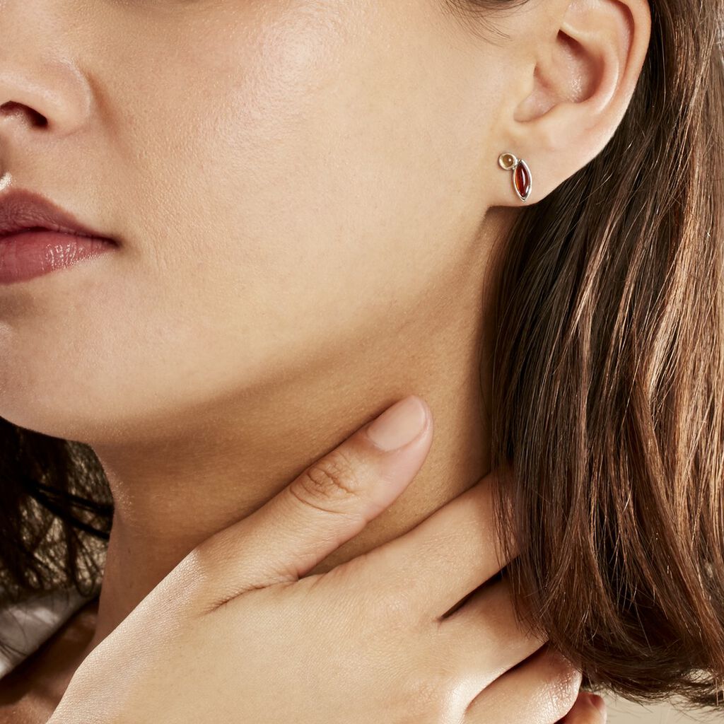 Boucles D'oreilles Ofelia Argent Ambre - Spannringe Damen | OROVIVO