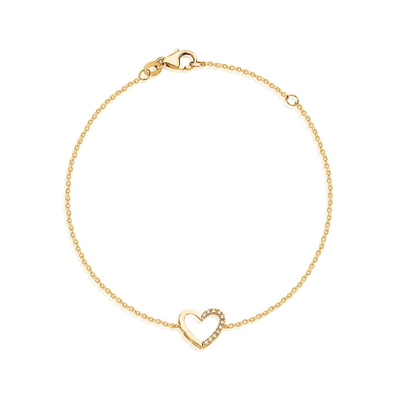 SORELLE Damen Armband Gold 585 (14 Karat) Diamant Wei&szlig; 0,04 ct Herz - Armb&auml;nder mit Anh&auml;nger Damen | OROVIVO