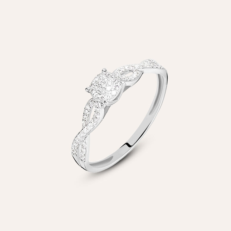 Anello Solitario Sophia Oro Bianco Diamante - Spannringe Damen | OROVIVO