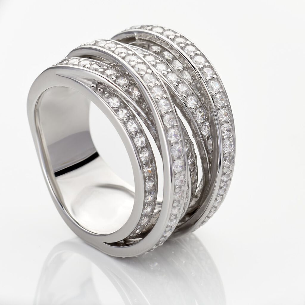  Ring Silber 925 Zirkonia Waagrecht Balken 8,00mm  - Ringe mit Stein Damen | OROVIVO