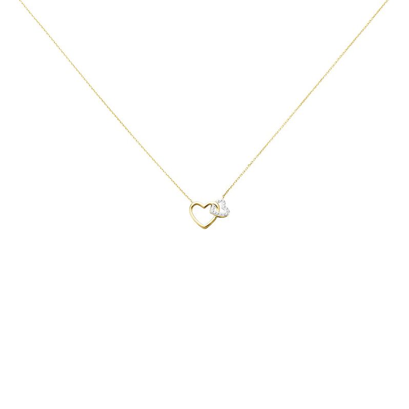 HERZ HO YOU & ME Damen Collier Gold 375 (9 Karat) Diamant Wei&szlig; 0,02 ct Herz B 0,7 mm - Halsketten Damen | OROVIVO