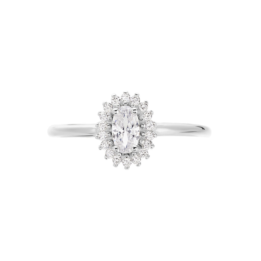 Damenring Silber 925 rhodiniert Zirkonia Oval - Verlobungsringe Damen | OROVIVO