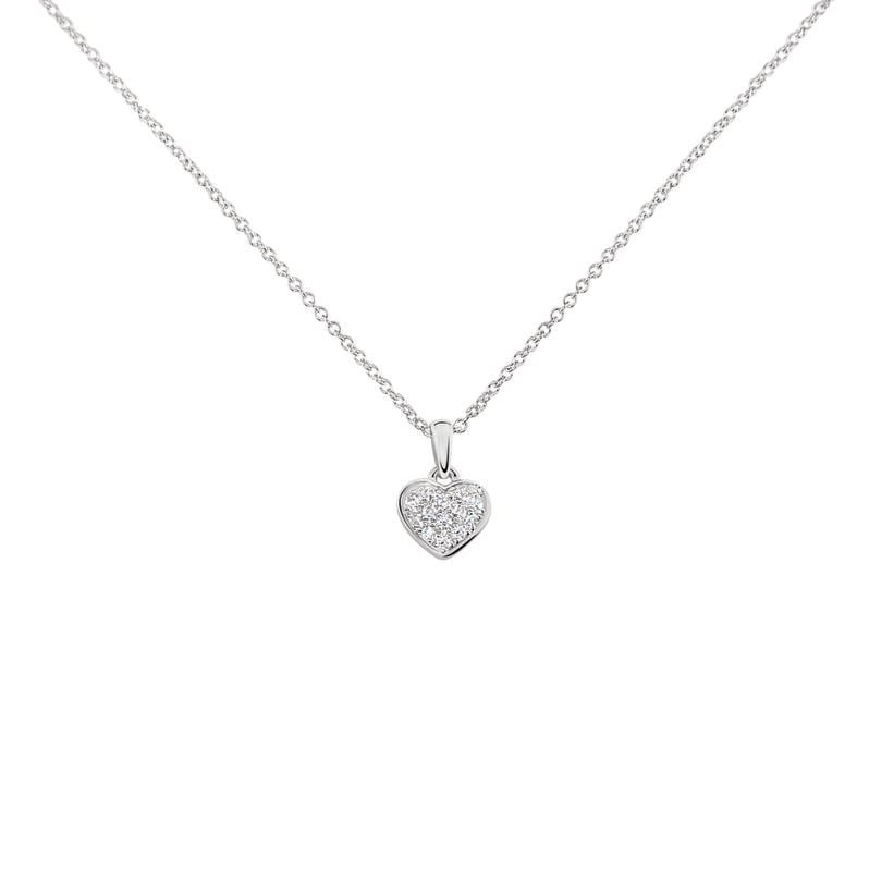 ABA Damen Collier Wei&szlig;gold 375 (9 Karat) Diamant Wei&szlig; 0,05 ct Herz - Halsketten Damen | OROVIVO