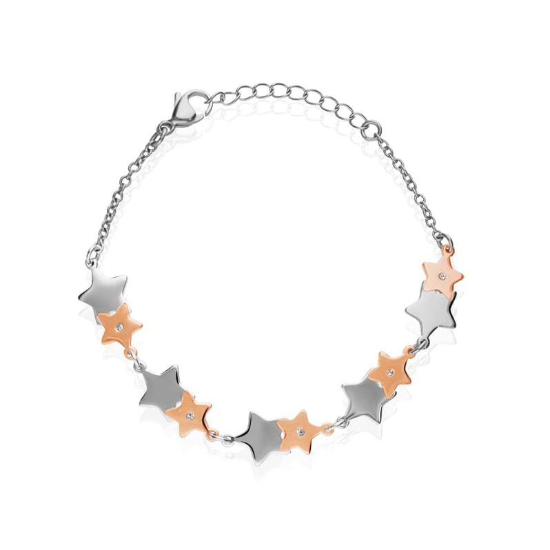 Bracciale stella in acciaio bicolore e strass - Spannringe Damen | OROVIVO