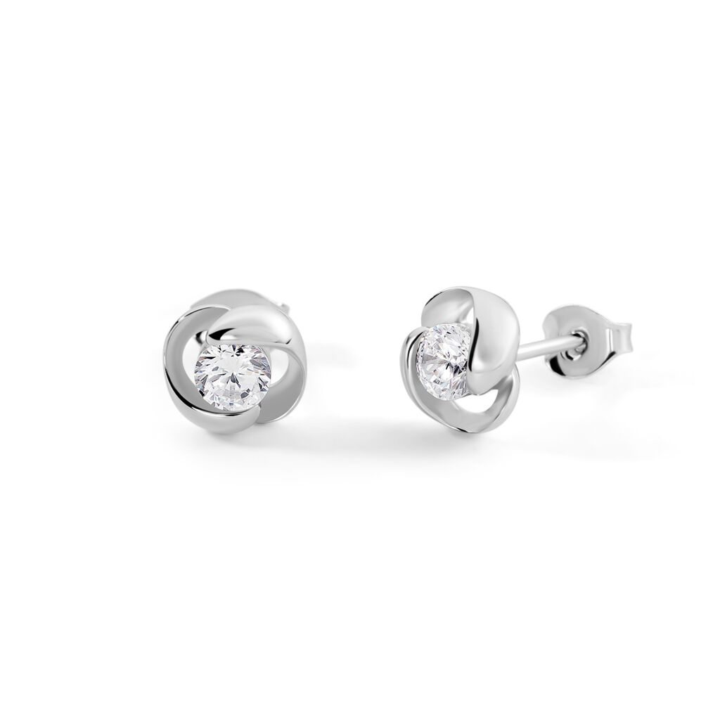 LUCY Damen Ohrstecker Silber 925 Zirkonia Wei&szlig; 0,81 ct Blume