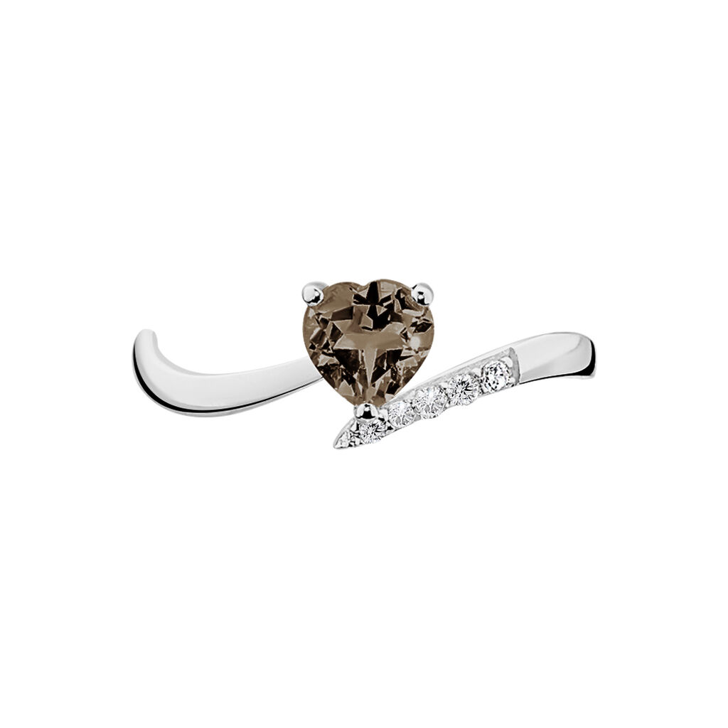 Bague Eva Or Blanc Quartz Et Diamant - Spannringe Damen | OROVIVO
