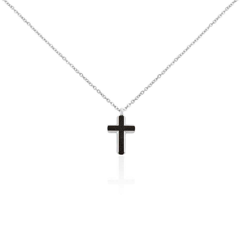 Kreuz Halskette Damen & Herren Aus Edelstahl 316L - Verstellbar 41/46 Cm, Silber, Schwarz Oder Gold, Mit Geschenkbox