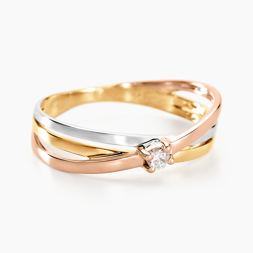 Bague Solitaire Gisla Or Tricolore Diamant - Spannringe Damen | OROVIVO