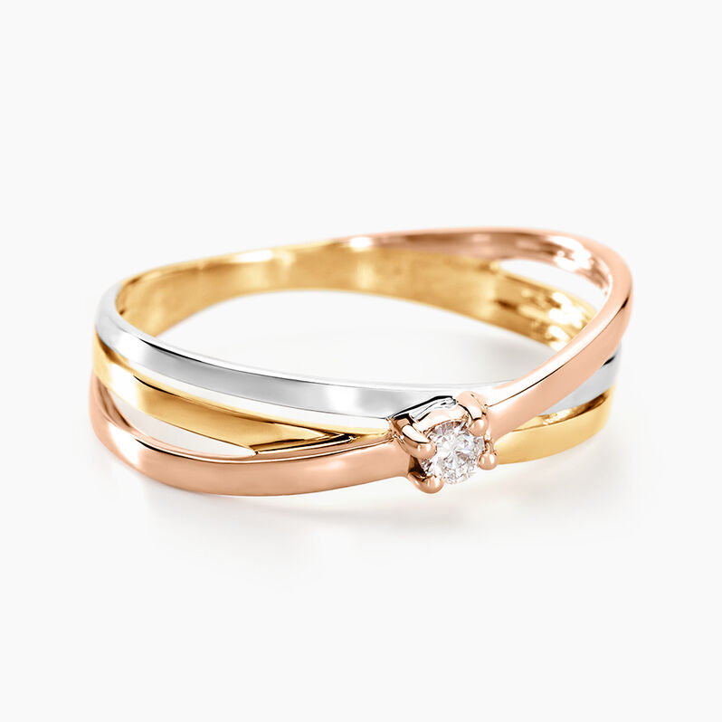 Bague Solitaire Gisla Or Tricolore Diamant - Spannringe Damen | OROVIVO