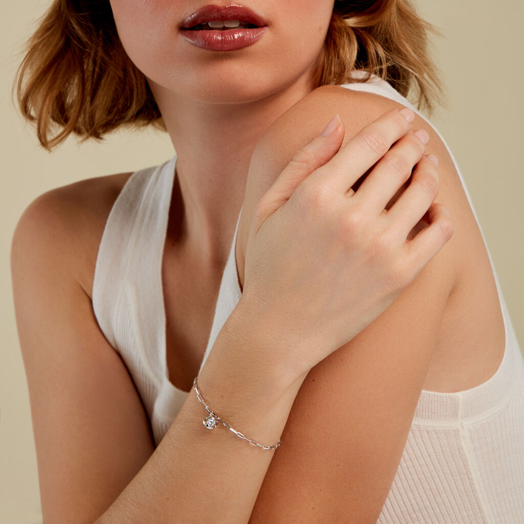 LUCY Damen Armband Silber 925 Zirkonia Wei&szlig; 0,400 ct Blume