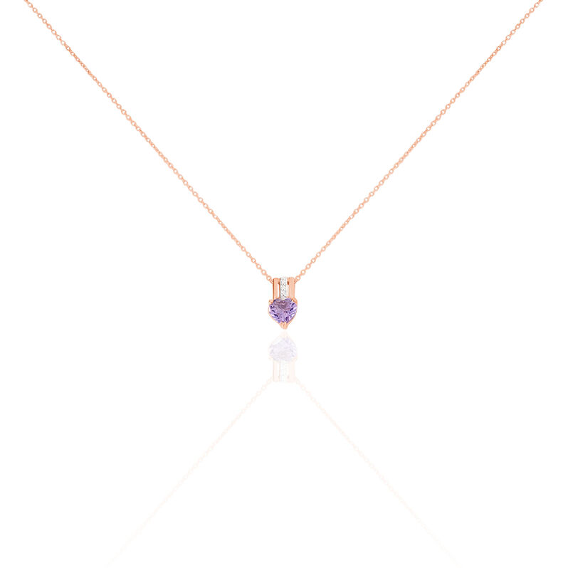 Collier Or Rose Chloe Cœur Amethyste - Spannringe Damen | OROVIVO