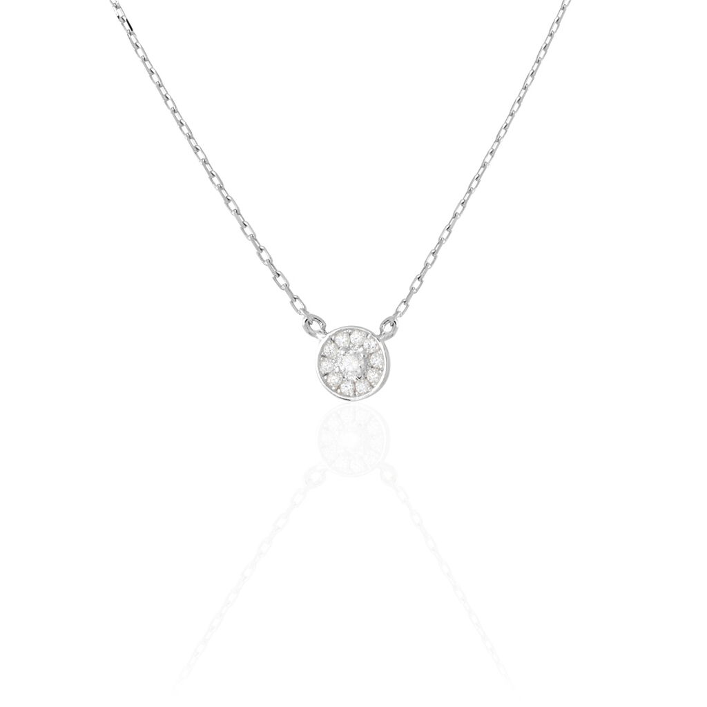 MINNA Damen Collier Silber 925 Zirkonia Weiß Kreis, Collier mit Stein