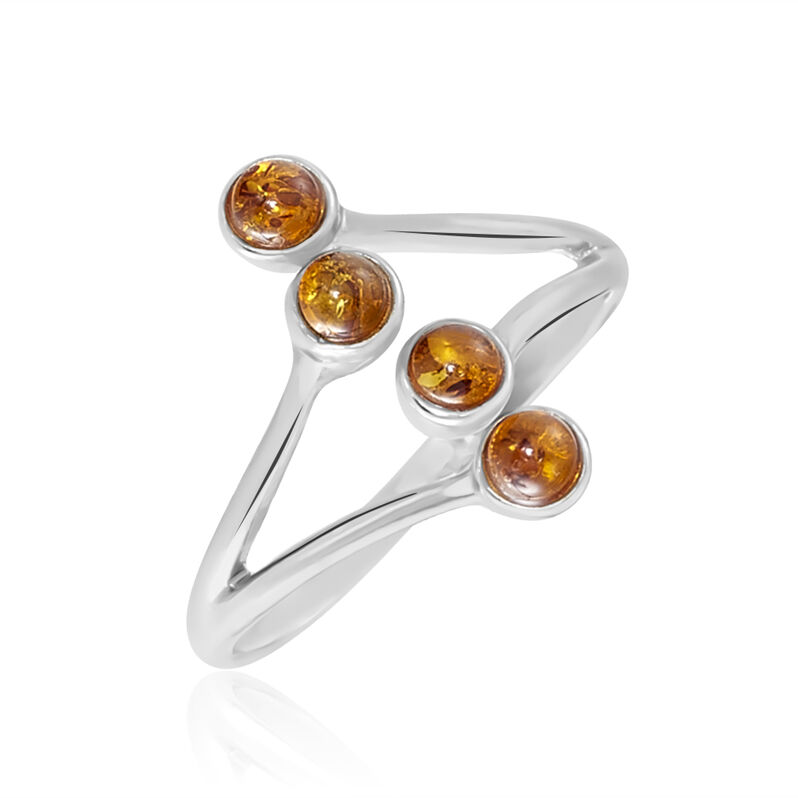 Bague Argent Rhodie Accorus Ambre Cognac - Spannringe Damen | OROVIVO