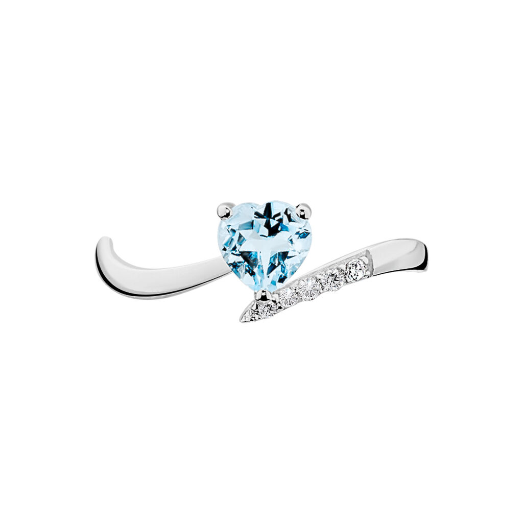 Bague Eva Or Blanc Topaze Et Diamant - Spannringe Damen | OROVIVO