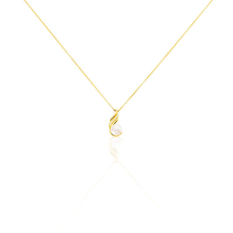 Damen Collier Gold 375 (9 Karat) Zuchtperle Perlmutt Tropfen - Halsketten Damen | OROVIVO