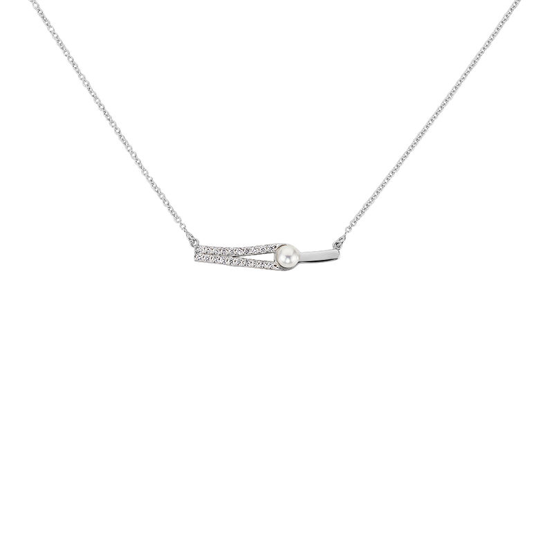 Collier Argent Blanc Perle De Culture Et Oxyde De Zirconium - Spannringe Damen | OROVIVO