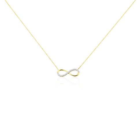 Damen Collier Gold Bicolor Gelb/Silber 375 Diamant 0,03ct Infinity Nuovo - Halsketten  | OROVIVO