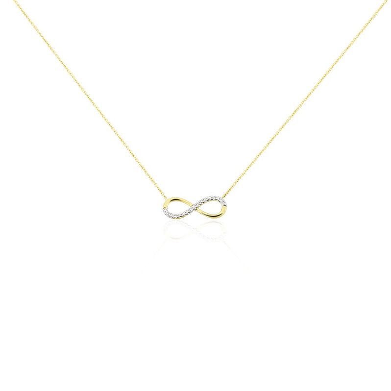 Damen Collier Gold Bicolor Gelb/Silber 375 Diamant 0,03ct Infinity Nuovo - Halsketten Damen | OROVIVO