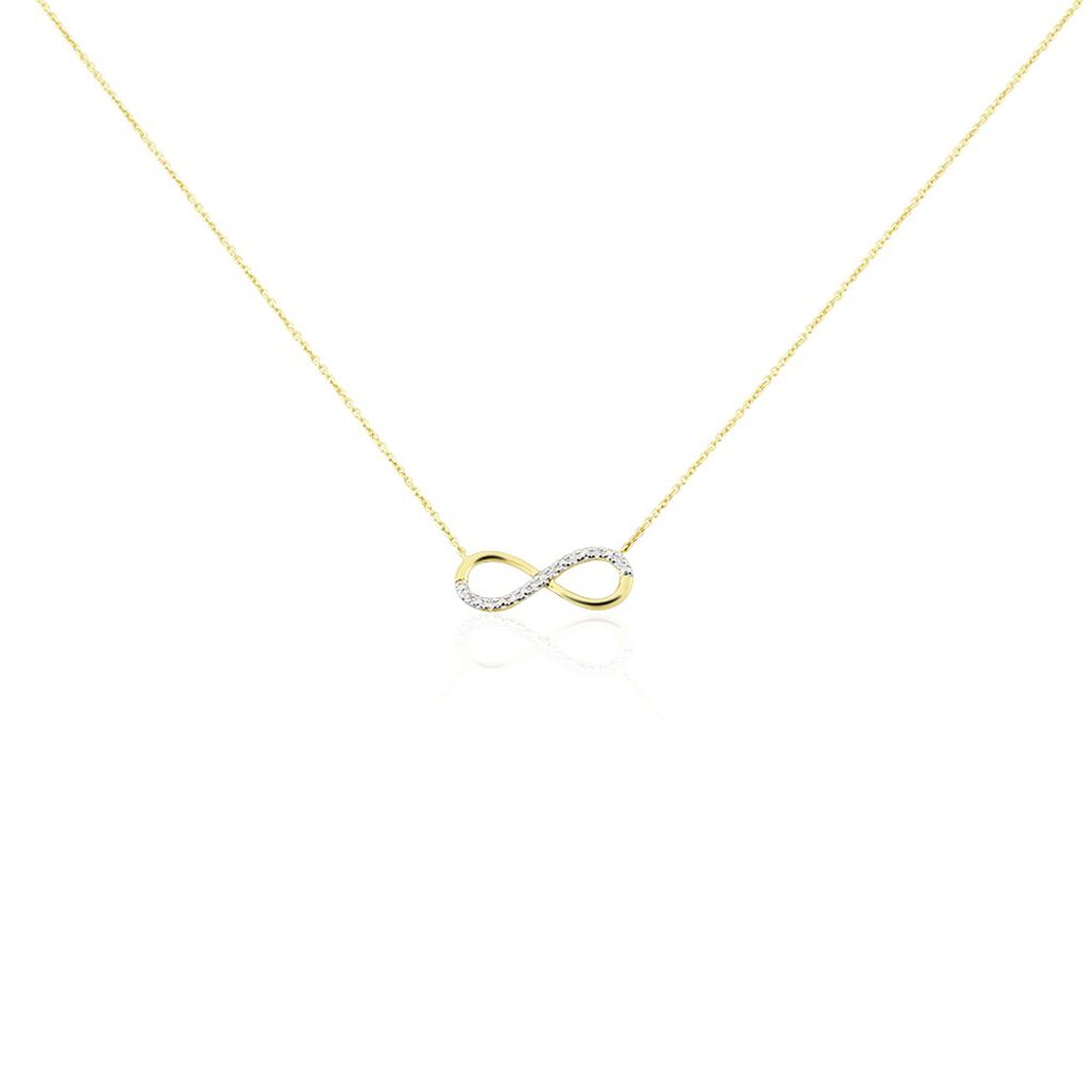 Damen Collier Gold Bicolor Gelb/Silber 375 Diamant 0,03ct Infinity Nuovo - Halsketten Damen | OROVIVO