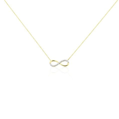 Damen Collier Gold Bicolor Gelb/Silber 375 Diamant 0,03ct Infinity Nuovo - Halsketten Damen | OROVIVO