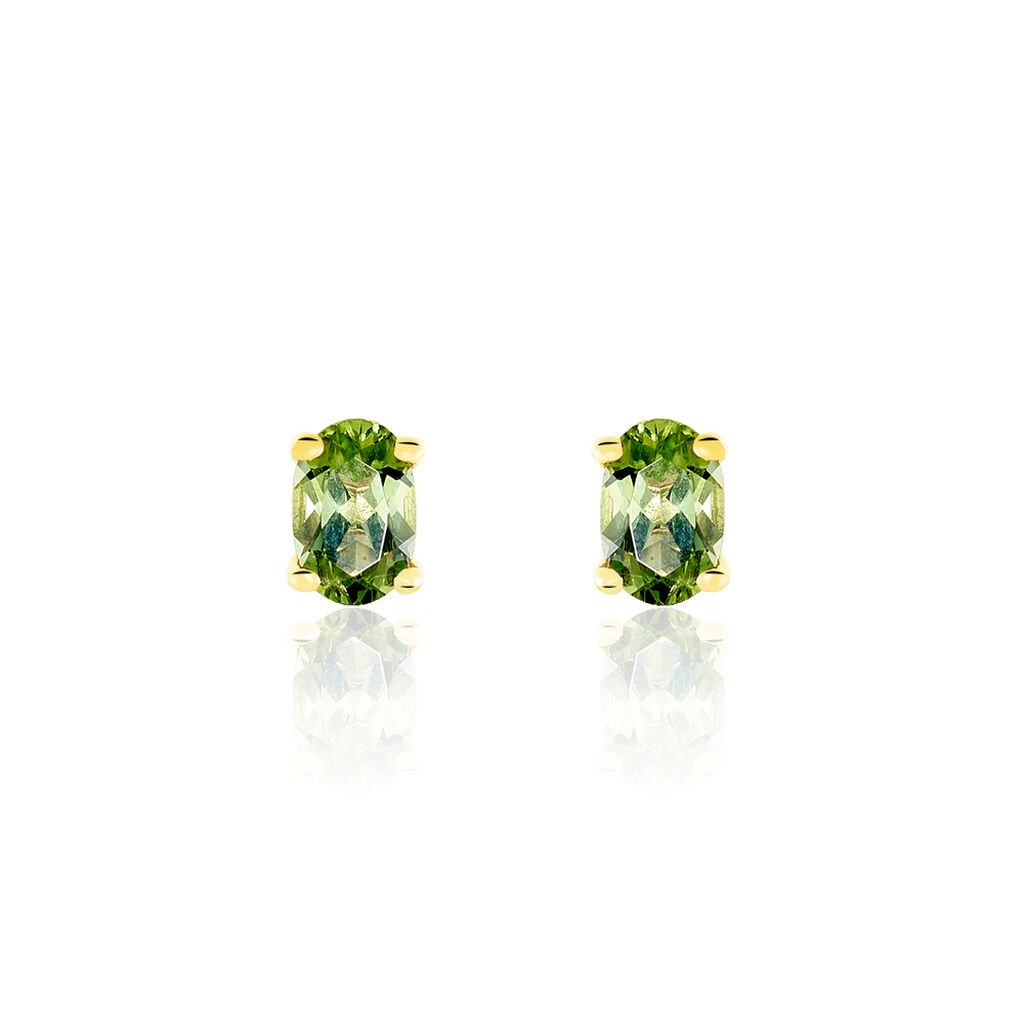 ELENEA Damen Ohrstecker Gold 375 (9 Karat) Peridot Grün 0,94 ct Oval, Ohrstecker mit Stein