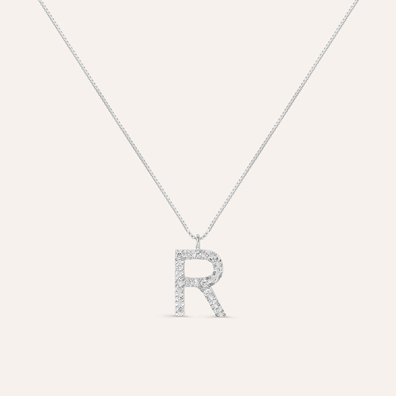 Collana Diamond Letters Oro Bianco Diamante - Spannringe Damen | OROVIVO