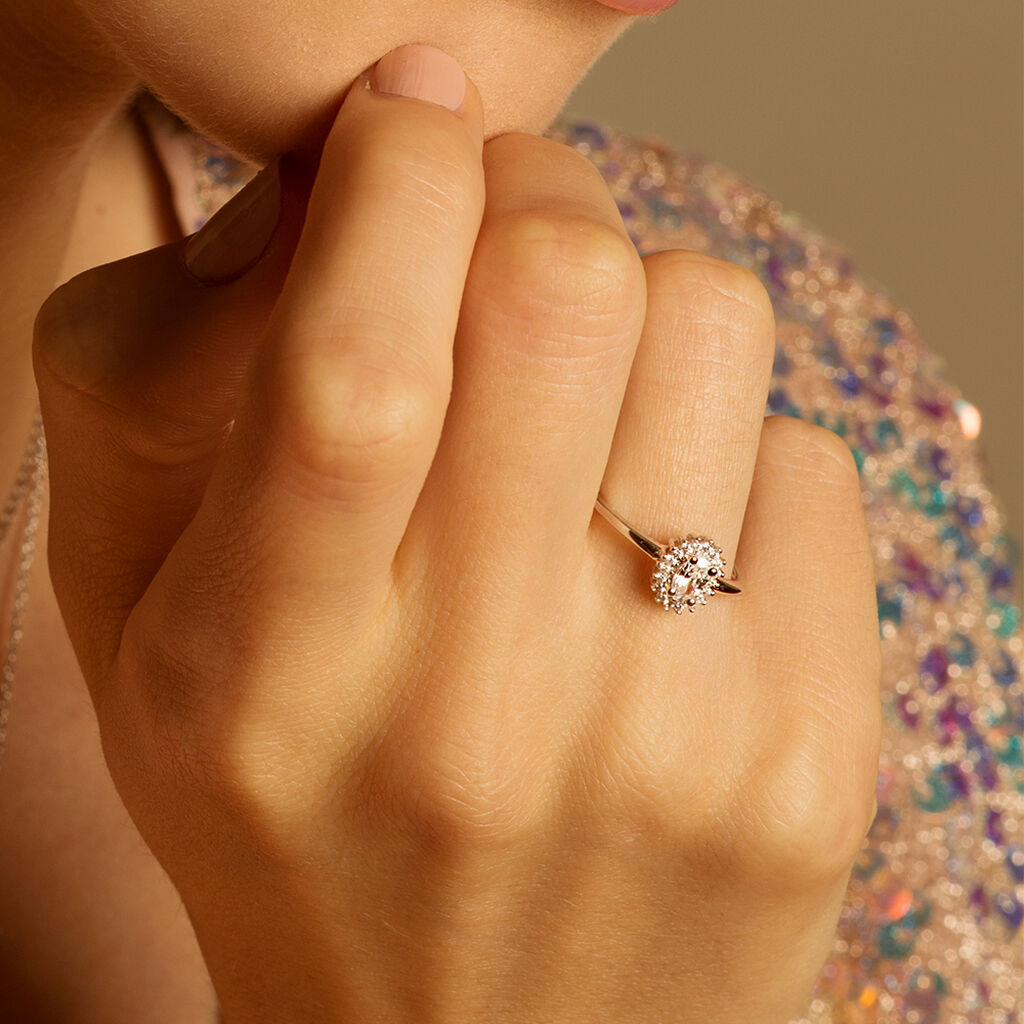 Damenring Silber 925 rhodiniert Zirkonia Oval - Verlobungsringe Damen | OROVIVO