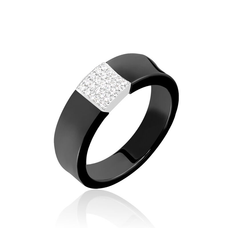 Bague Carlane Or Blanc Céramique Et Oxyde De Zirconium - Spannringe Damen | OROVIVO