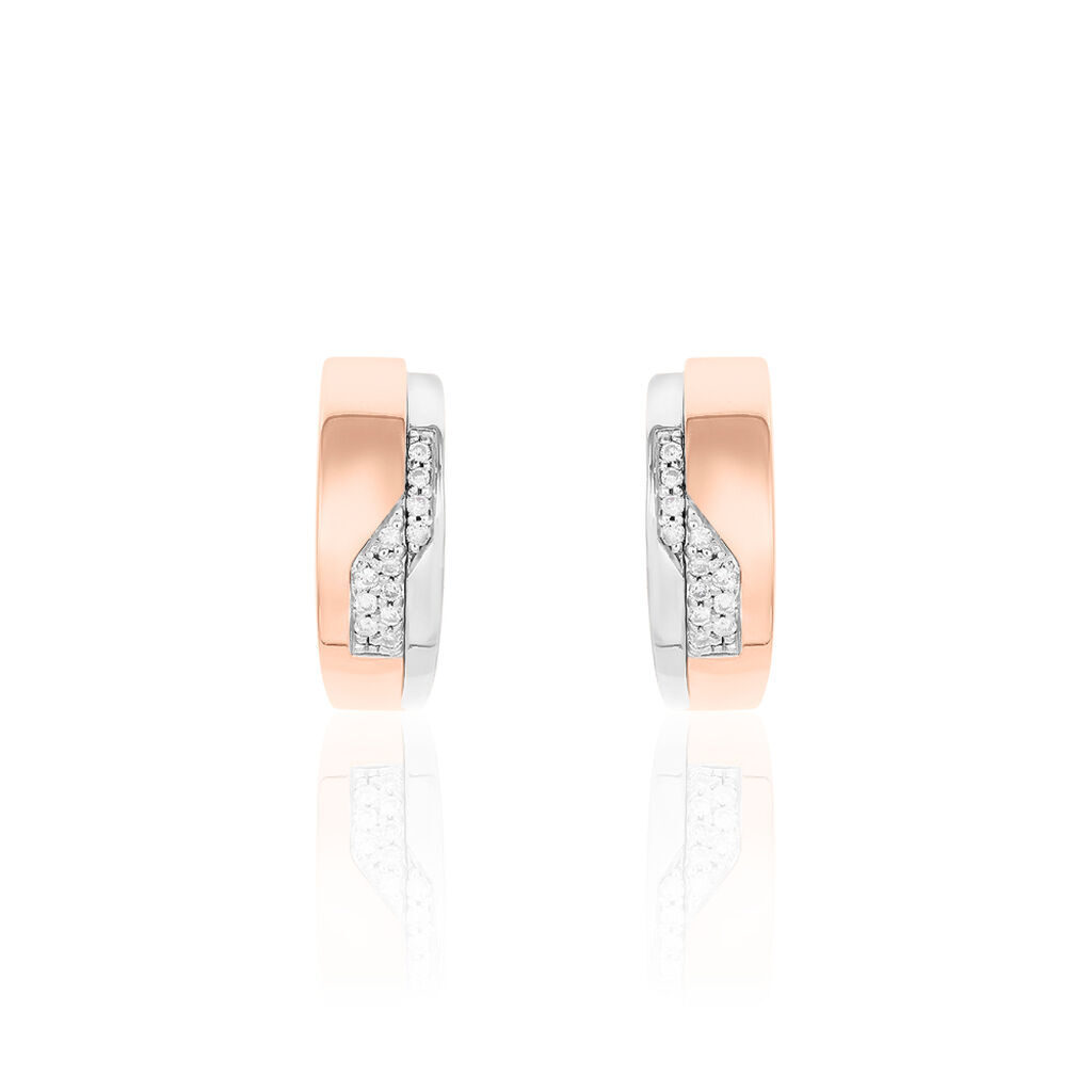 Damen Creolen Gold Bicolor 375 Diamant 0,04ct Fada 10,30mm  - Creolen Damen | OROVIVO